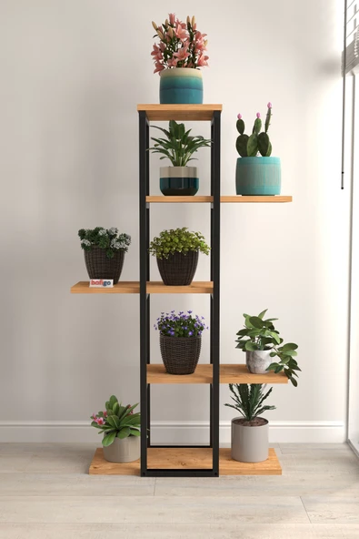 Bofigo 5 Raflı Çiçeklik Rafı Saksılık Standı Dekoratif Aksesuar Rafı Saksılık Papatya Çam - Resim 2