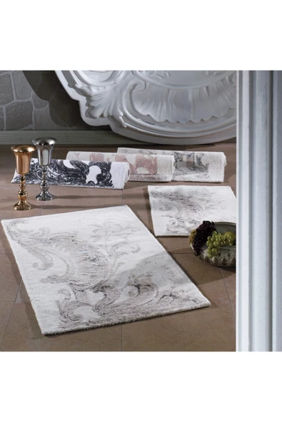 ZEBRA CASA Antonia Beyaz/gri/mor Ikili Banyo Paspas Seti ürün görseli 1