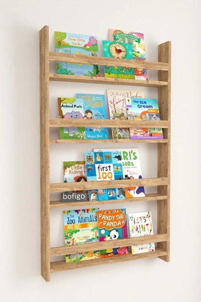 Bofigo 4 Raflı 120 X 74 Cm Montessori Kitaplık Eğitici Çocuk Kitaplığı Çam ürün görseli