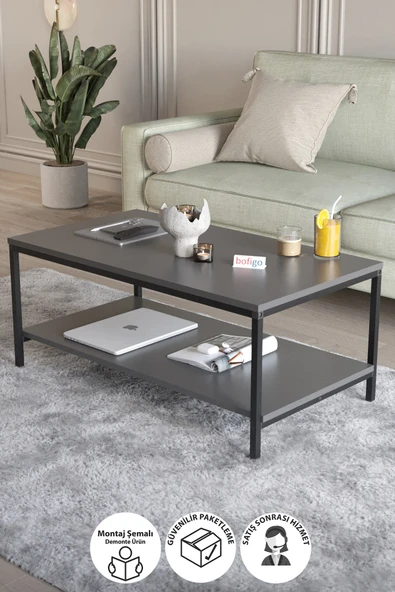 Bofigo Orta Sehpa Yan Sehpa Dekoratif Sehpa Metal Sehpa Athena Antrasit ürün görseli