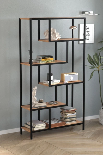 Bofigo 6 Raflı Kitaplık Dekoratif Kitaplık Metal Kitaplık Ofis Kitaplığı Larissa Çam ürün görseli