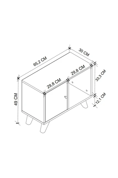 Bofigo Komodin 2 Bölmeli Komodin Kapaklı Komodin Yan Sehpa Mikonos Beyaz - Resim 6