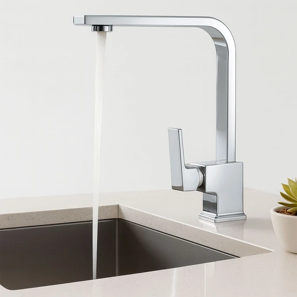 Modern Tasarım Krom Lavabo Bataryası Paslanmaz Pirinç Malzeme Uzun Ömürlü Banyo Bataryası ürün görseli