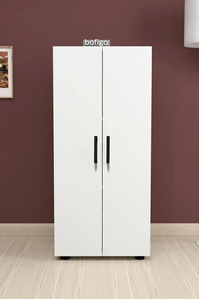 Bofigo 3 Raflı 2 Kapaklı Klasörlük Dolabı Mutfak Dolabı Banyo Dolabı Çok Amaçlı Dolap Fulya Beyaz - Resim 4