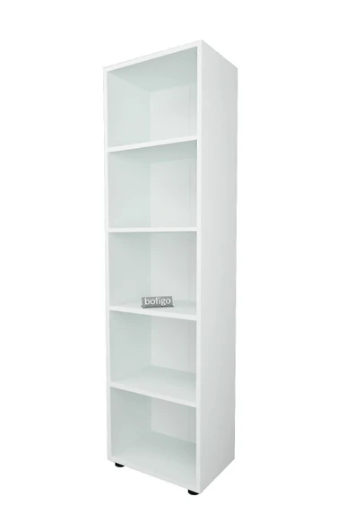 Bofigo 5 Raflı Kitaplık Ofis Dolabı Klasörlük Çok Amaçlı Dolap Mutfak Dolabı Beyaz - Resim 5