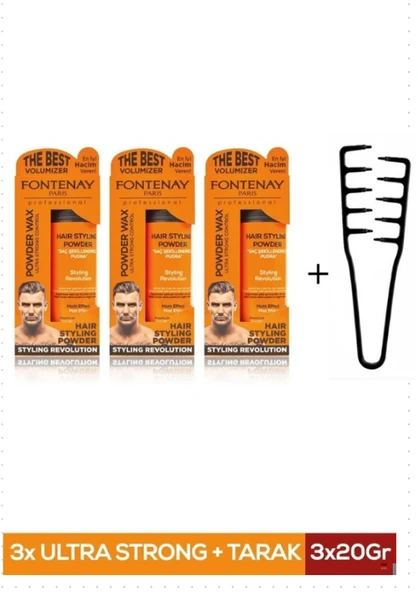 Fontenay Saç Şekillendirici Pudra Toz Wax Ultra Strong 20gr X3 + Mucizevi Saç Tarağı 4'lü Set ürün görseli