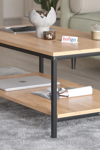 Bofigo Orta Sehpa Yan Sehpa Dekoratif Sehpa Metal Sehpa Athena Çam - Resim 2