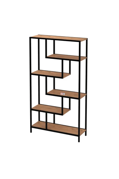 Bofigo 6 Raflı Kitaplık Dekoratif Kitaplık Metal Kitaplık Ofis Kitaplığı Larissa Çam - Resim 4
