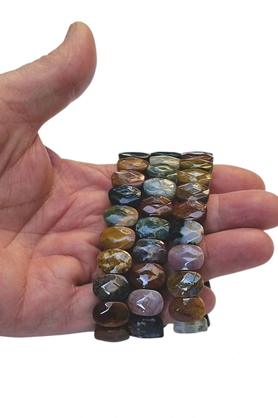 Faset Kesimli Ocean Jasper Bileklik Elastik Yapılı 529-1 - Resim 5