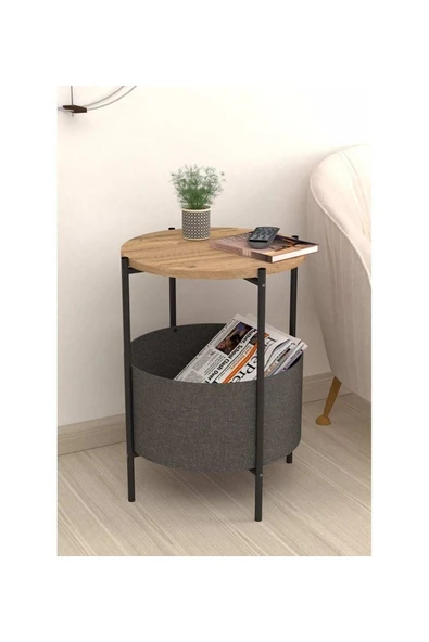 Bofigo Orta Sehpa Geniş Çantalı Sehpa Gazetelik Kitaplık Çiçeklik Çam - Resim 4