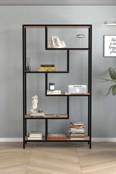 Bofigo 6 Raflı Kitaplık Dekoratif Kitaplık Metal Kitaplık Ofis Kitaplığı Larissa Çam - Resim 2