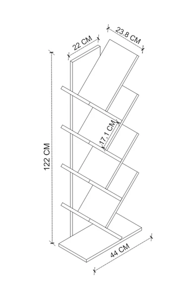 Bofigo Ağaç Kitaplık Dekoratif Kitaplık Raf Düzenleyici Kitap Rafı Çam - Resim 7