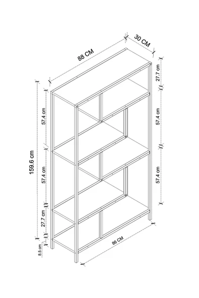 Bofigo 6 Raflı Kitaplık Dekoratif Kitaplık Metal Kitaplık Ofis Kitaplığı Larissa Çam - Resim 5