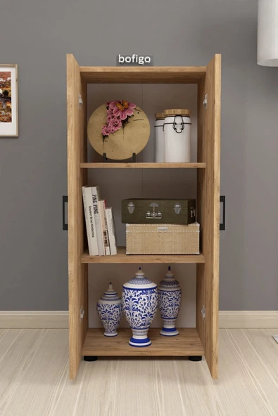 Bofigo 3 Raflı 2 Kapaklı Klasörlük Dolabı Mutfak Dolabı Banyo Dolabı Çok Amaçlı Dolap Fulya Çam - Resim 4