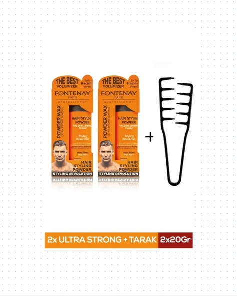 Fontenay Saç Şekillendirici Pudra Toz Wax Ultra Strong 20gr X2 + Mucizevi Saç Tarağı 3'lü Set ürün görseli
