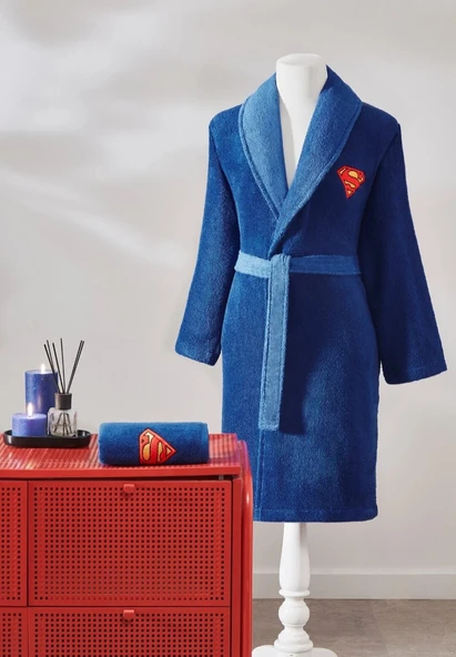 Özdilek Lisanslı Superman Hero Bornoz Seti Lacivert L Beden ürün görseli 1
