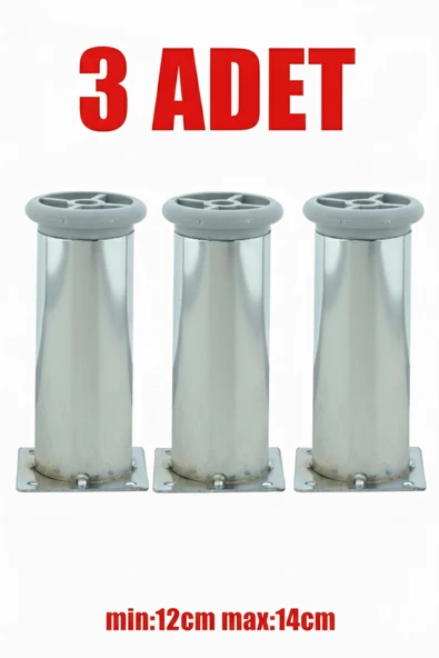 LUDIA Metal Ayarlanabilir 3 Adet Mobilya Ayağı Metal Tablalı 12cm ürün görseli