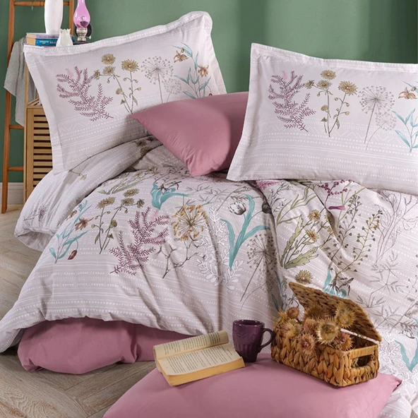 Clasy Ranforce %100 Pamuk Tek Kişilik Nevresim Bahari V1 Pembe - Resim 2