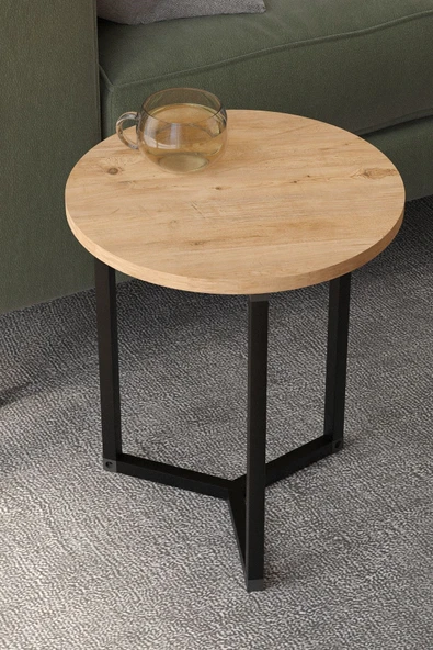 Bofigo 4lü Orta Sehpa Yan Sehpa Dekoratif Sehpa Metal Sehpa Yonca Çam - Resim 3