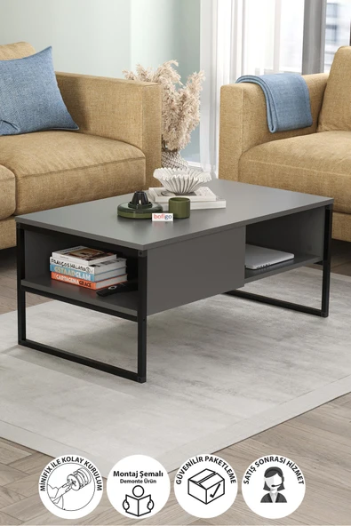 Bofigo Orta Sehpa Yan Sehpa Dekoratif Sehpa Metal Sehpa Zeus Antrasit ürün görseli