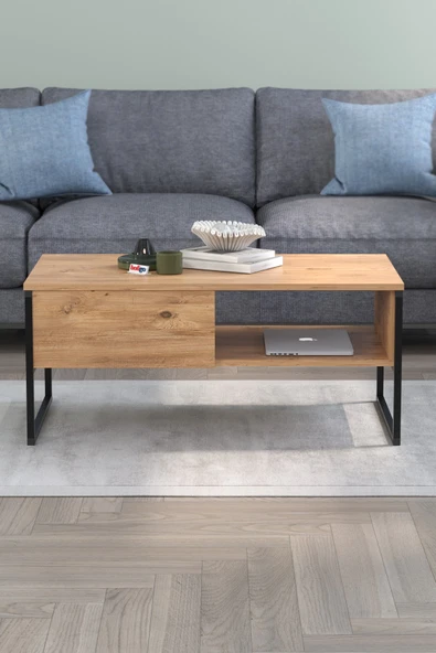 Bofigo Orta Sehpa Yan Sehpa Dekoratif Sehpa Metal Sehpa Zeus Çam - Resim 2