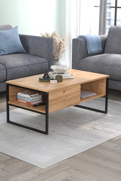 Bofigo Orta Sehpa Yan Sehpa Dekoratif Sehpa Metal Sehpa Zeus Çam - Resim 5