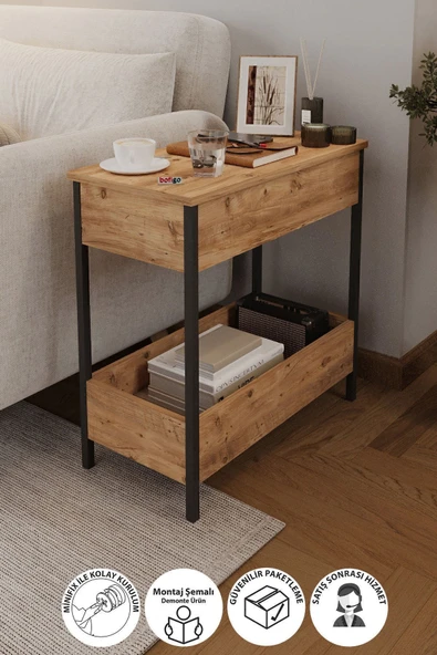 Bofigo Yan Sehpa Koltuk Yanı Sehpa Koltuk Sehpası Orta Sehpa Çam ürün görseli