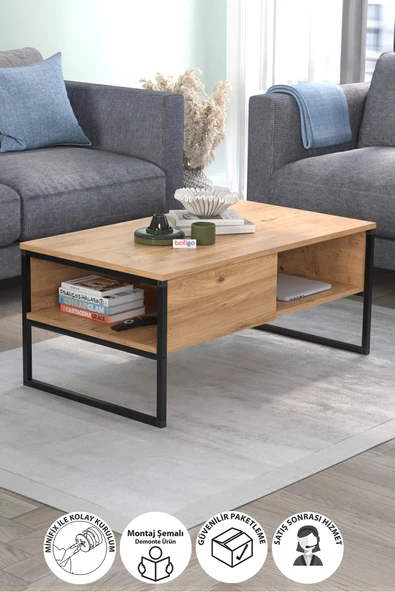 Bofigo Orta Sehpa Yan Sehpa Dekoratif Sehpa Metal Sehpa Zeus Çam ürün görseli