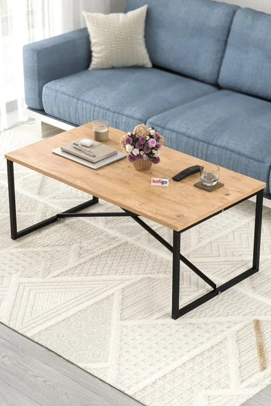 Bofigo Orta Sehpa Yan Sehpa Dekoratif Sehpa Metal Sehpa Hermes Çam - Resim 3