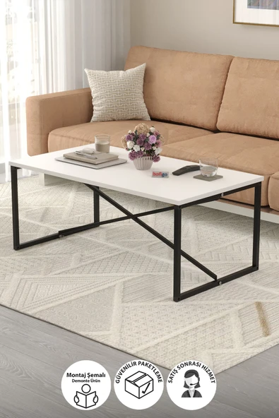 Bofigo Orta Sehpa Yan Sehpa Dekoratif Sehpa Metal Sehpa Hermes Beyaz ürün görseli