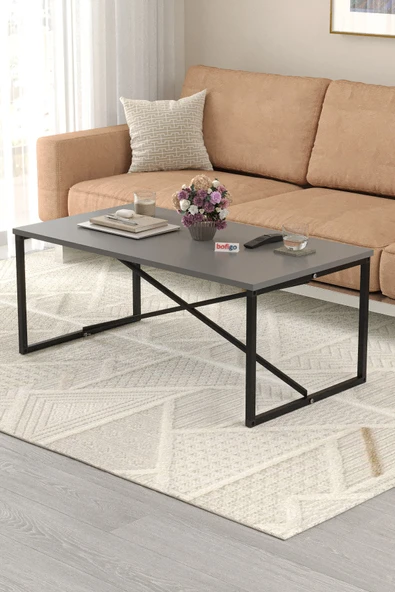 Bofigo Orta Sehpa Yan Sehpa Dekoratif Sehpa Metal Sehpa Hermes Antrasit - Resim 5