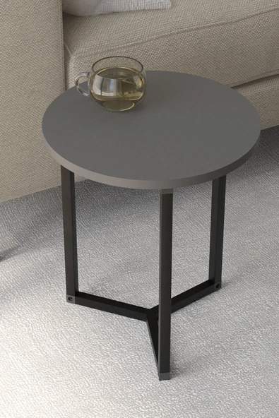 Bofigo 4lü Orta Sehpa Yan Sehpa Dekoratif Sehpa Metal Sehpa Yonca Antrasit - Resim 4