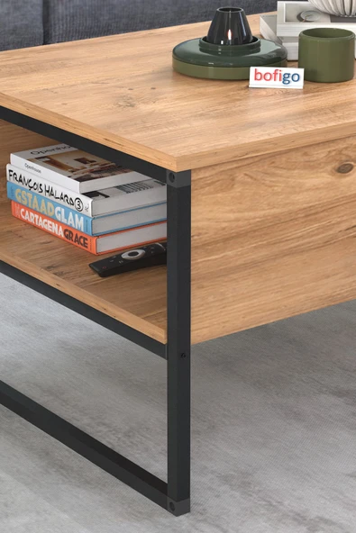 Bofigo Orta Sehpa Yan Sehpa Dekoratif Sehpa Metal Sehpa Zeus Çam - Resim 4