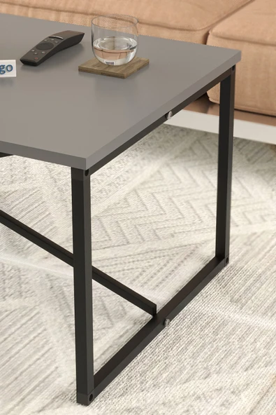 Bofigo Orta Sehpa Yan Sehpa Dekoratif Sehpa Metal Sehpa Hermes Antrasit - Resim 4