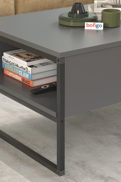 Bofigo Orta Sehpa Yan Sehpa Dekoratif Sehpa Metal Sehpa Zeus Antrasit - Resim 4