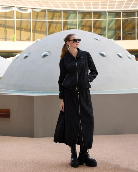 Misswhence Tafta Etek Takım 38216 siyah - Resim 3