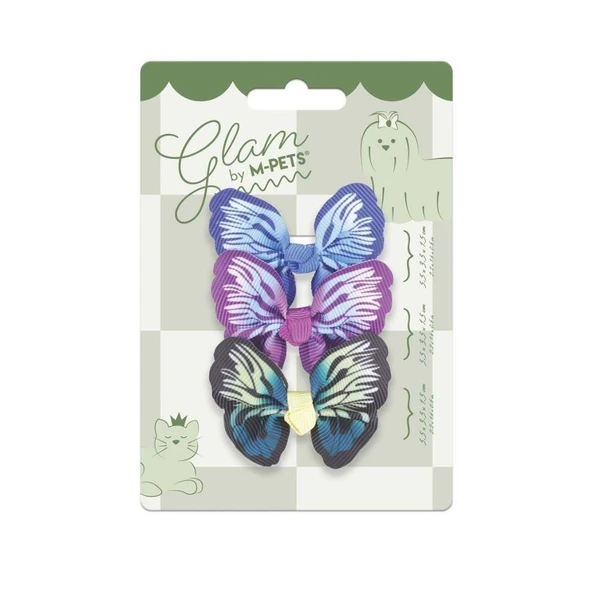 M-Pets Glam Kelebekli Kedi ve Köpekler İçin Aksesuar Toka Mavi Mor ve Yeşil ürün görseli 1