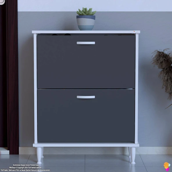 Modilayn UMAY Kapı Önü 72 x 90 x 25,5 cm’ lik 2 Düşer Kapak 4 Göz Bölmeli Ayakkabılık - Resim 11