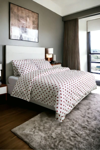 Kırmızı Kalpli Nevresim Seti Çift Kişilik ürün görseli 1