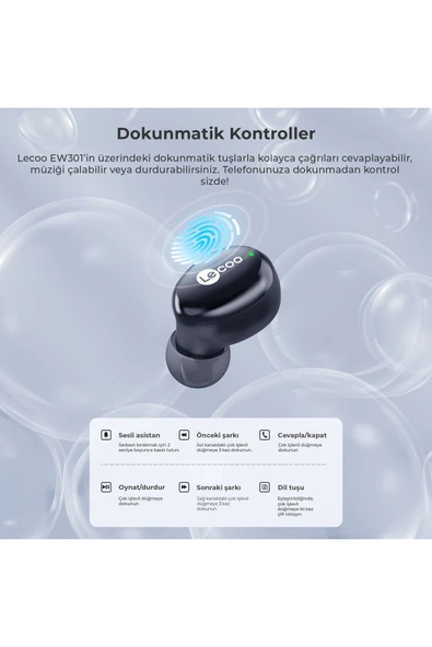 Lenovo Lecoo EW301 TWS Kulak İçi Bluetooth Kulaklık Siyah - Resim 7