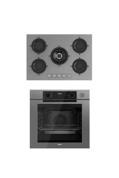 Ferre STEAM PLUS 75 SERİSİ 2Lİ CAM ANKASTRE SET (QEP64CPR-RS038) ürün görseli 1