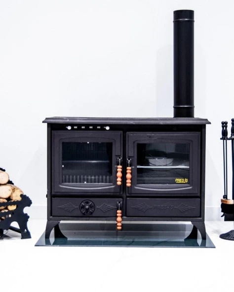 Reyo Stove Halfeti Büyük Camlı Fırınlı Şömine Kuzine Soba - Resim 3
