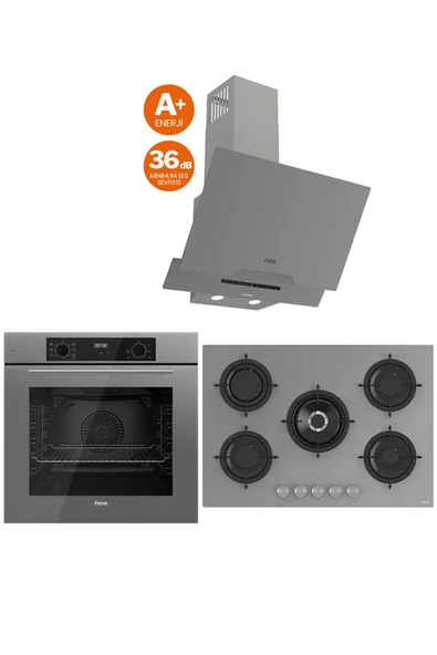 Ferre ICON PLUS 75 SERİSİ 3LÜ CAM ANKASTRE SET (QBL63CPR-RS038-D065-SA) ürün görseli