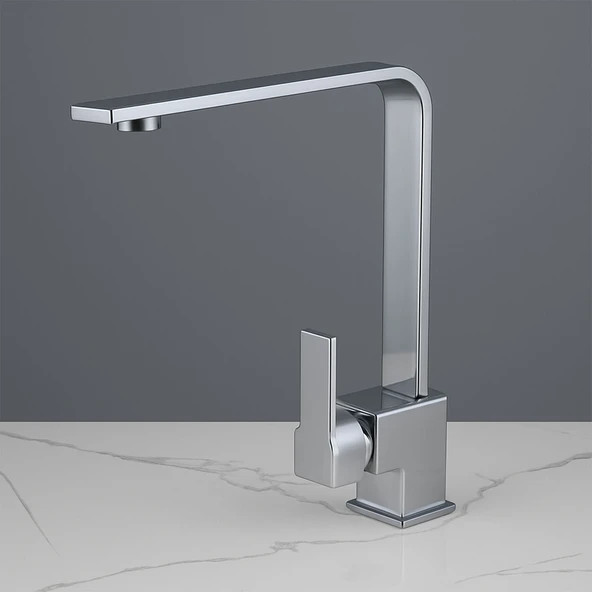 Mutfak Evye Bataryası Krom 360 Derece Döner Başlıklı Dayanıklı Su Tasarruflu Lavabo Musluğu ürün görseli