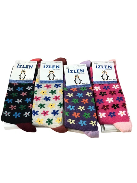 4 Lü İzlen Pamuklu Kız Çocuk Mevsimlik Soket Çorap Karışık Renkler - Resim 7