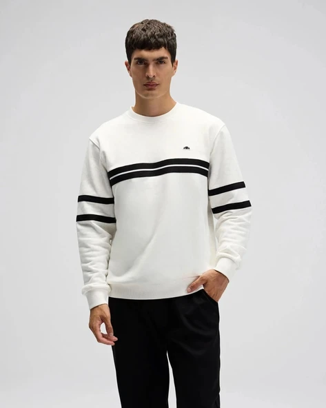 Ellesse EM618 Erkek Beyaz Sweat - Resim 5