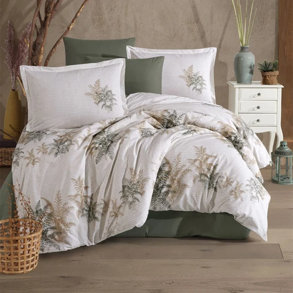 Clasy Ranforce %100 Pamuk Tek Kişilik Nevresim Virele V1 Yeşil ürün görseli