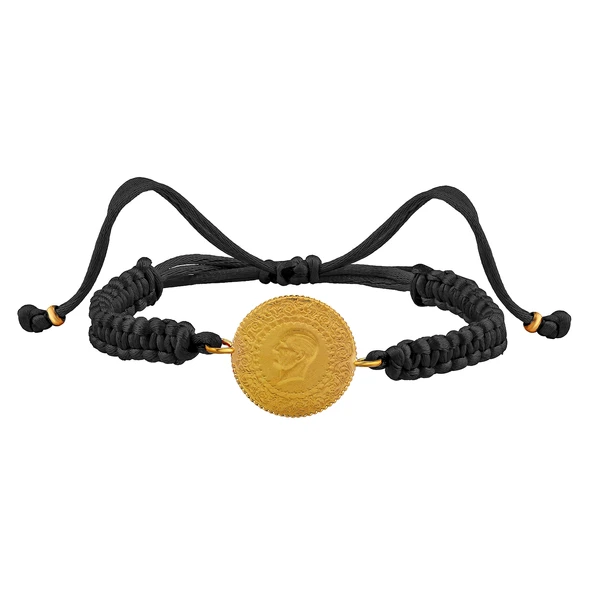 Gekas Kuyumculuk 22 Ayar Yeni Çeyrek Altın Siyah Renkli İpli Bileklik - Resim 2