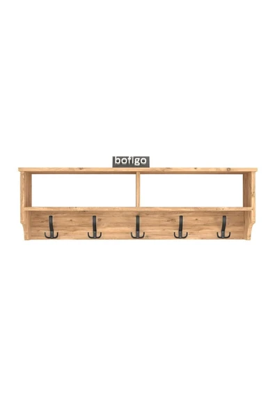 Bofigo Portmanto Duvar Askılığı Elbise Askılığı Raflı Duvar Askılığı Çam 120 Cm - Resim 7