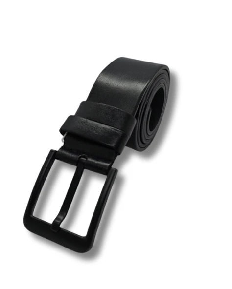 Hakiki Deri Premium Erkek Kemer, Siyah Manda Derisi, 4.5 cm Genişlik, Çelik Toka, Klasik Tasarım Tarz6ZBW5SH ürün görseli